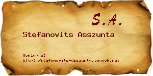 Stefanovits Asszunta névjegykártya